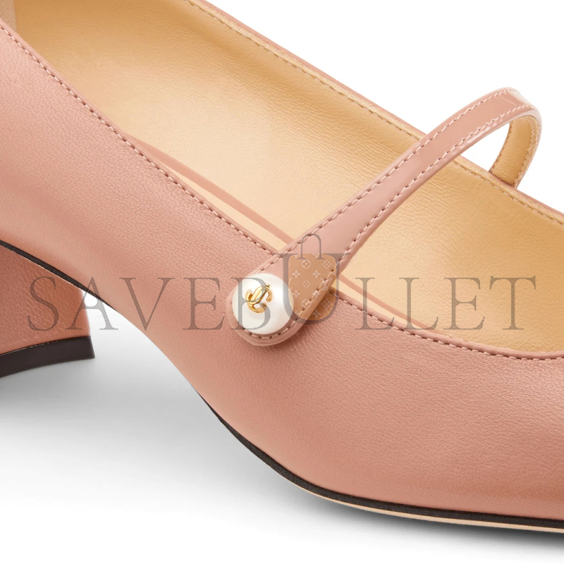 JIMMY CHOO ELISA 45 BALLET PINK NAPPA AND PATENT LEATHER PUMPS ELISA45PTZ